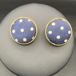 Pretty Woman Polo Navy and White Polka Dot Clip On Earrings Ellen Designs